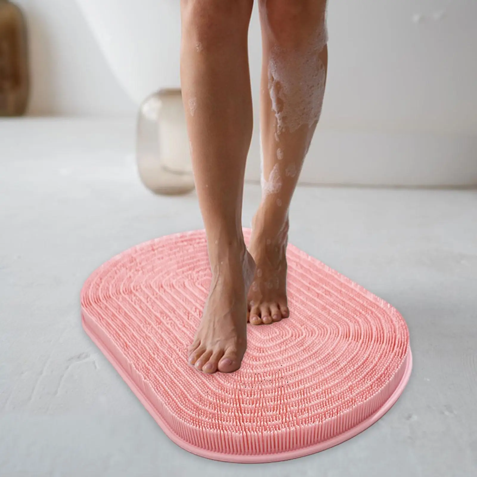 

Коврик для мытья ног для душа, аксессуары для ванной комнаты, очиститель, экономия места с противоскользящими присосками, мягкая подушечка для чистки спины ног