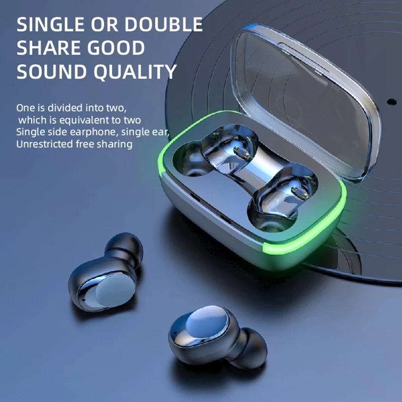 

Wireless Bluetooth Headset HiFi Stereo Earphones Sport Game Music Earbuds Touch Control Phone Headphones with Mic Charging Bin