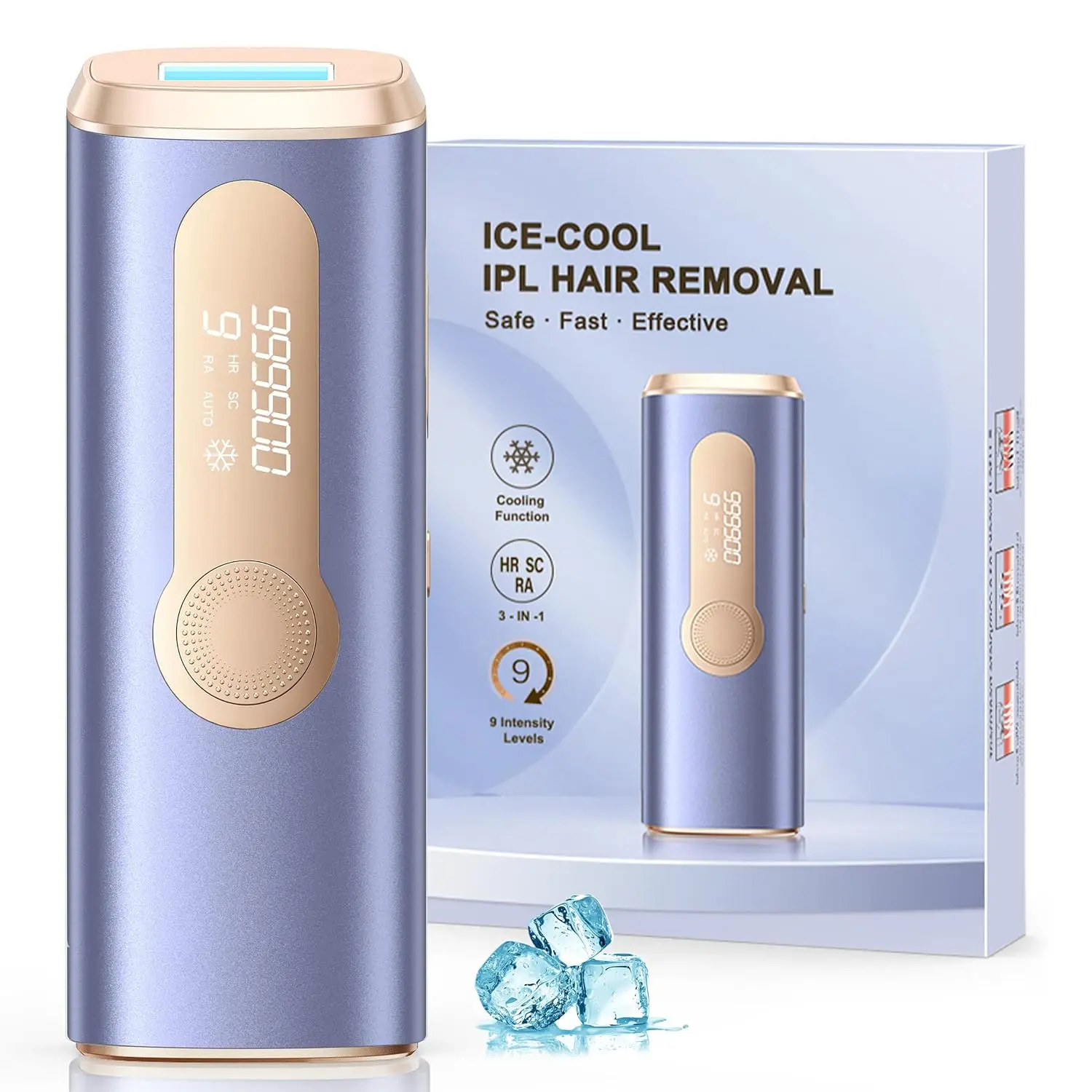 999900 Flashes IPL Hair Removal Ice Cooling Device 9 Levels 2 Models Permanent Whole Body Laser Epilator for Women Men Home Use