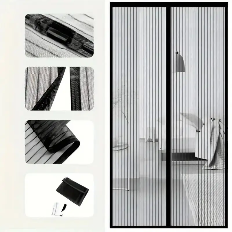 New Magnetic Mesh Screen Door With 18 Powerful Magnets Auto Close No Tools Required Keep Bugs Out Pet Friendly For Home Use