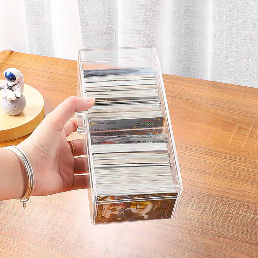 Transparante Visitekaarthouder Doos Met Deksel Multifunctionele Desktopkabel En Oplader Organizer Acryl Fotocards Opbergdoos