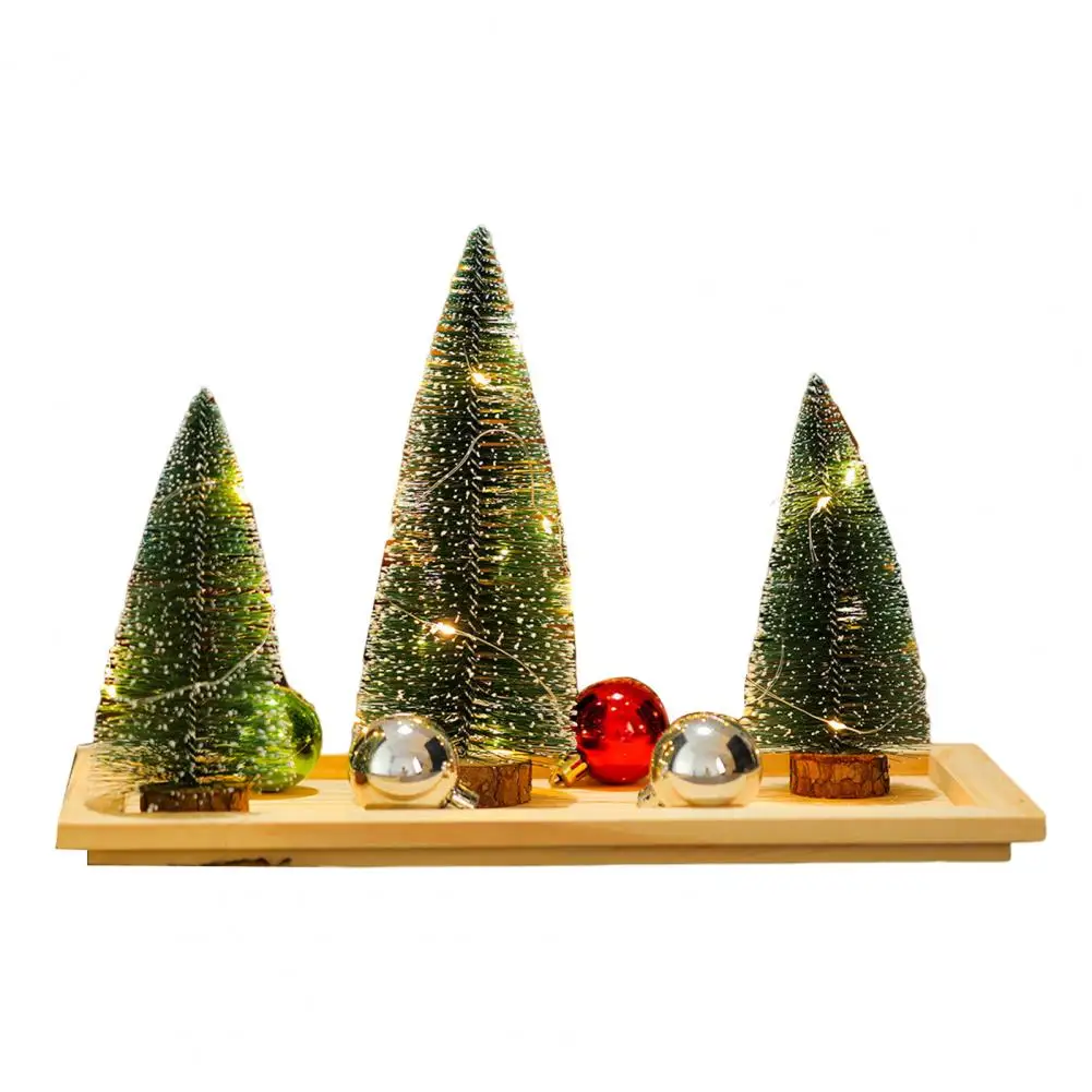 Led Light Christmas Tree Festive Led Mini Christmas Trees for Desktop Bookshelf Decor Artificial Snow Flocked Pine Trees