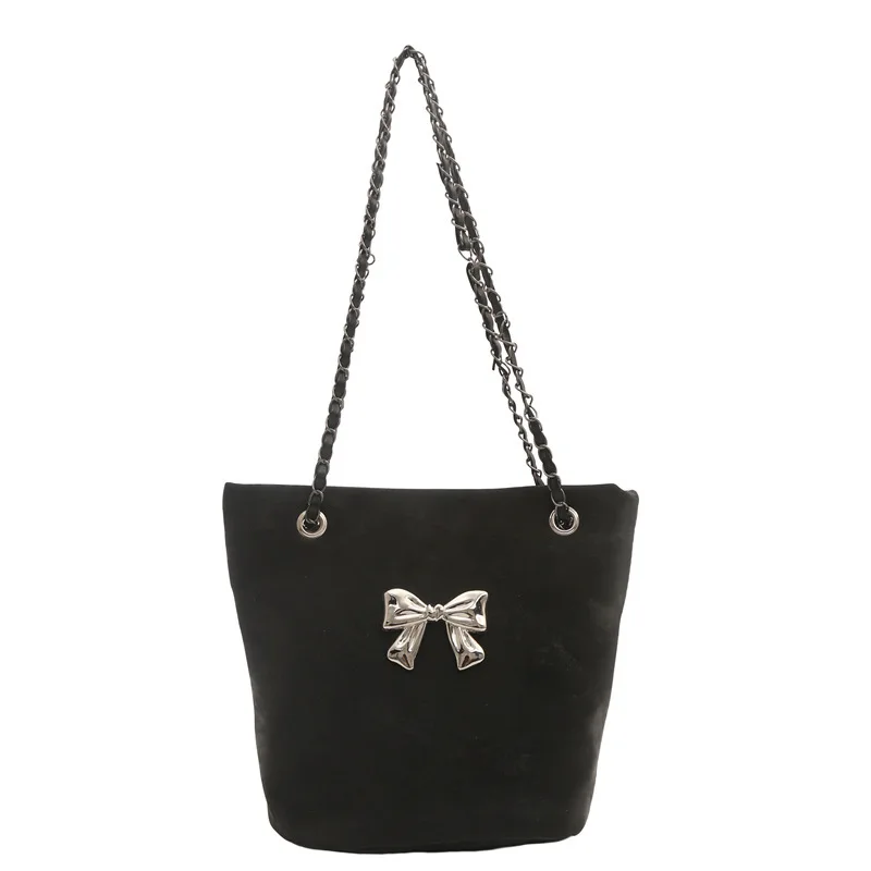 Fashionable Sweet Butterfly Bucket Women New Style Large Capacity Bow Chain Underarm single Bag Chic Small and dainty Shoulder