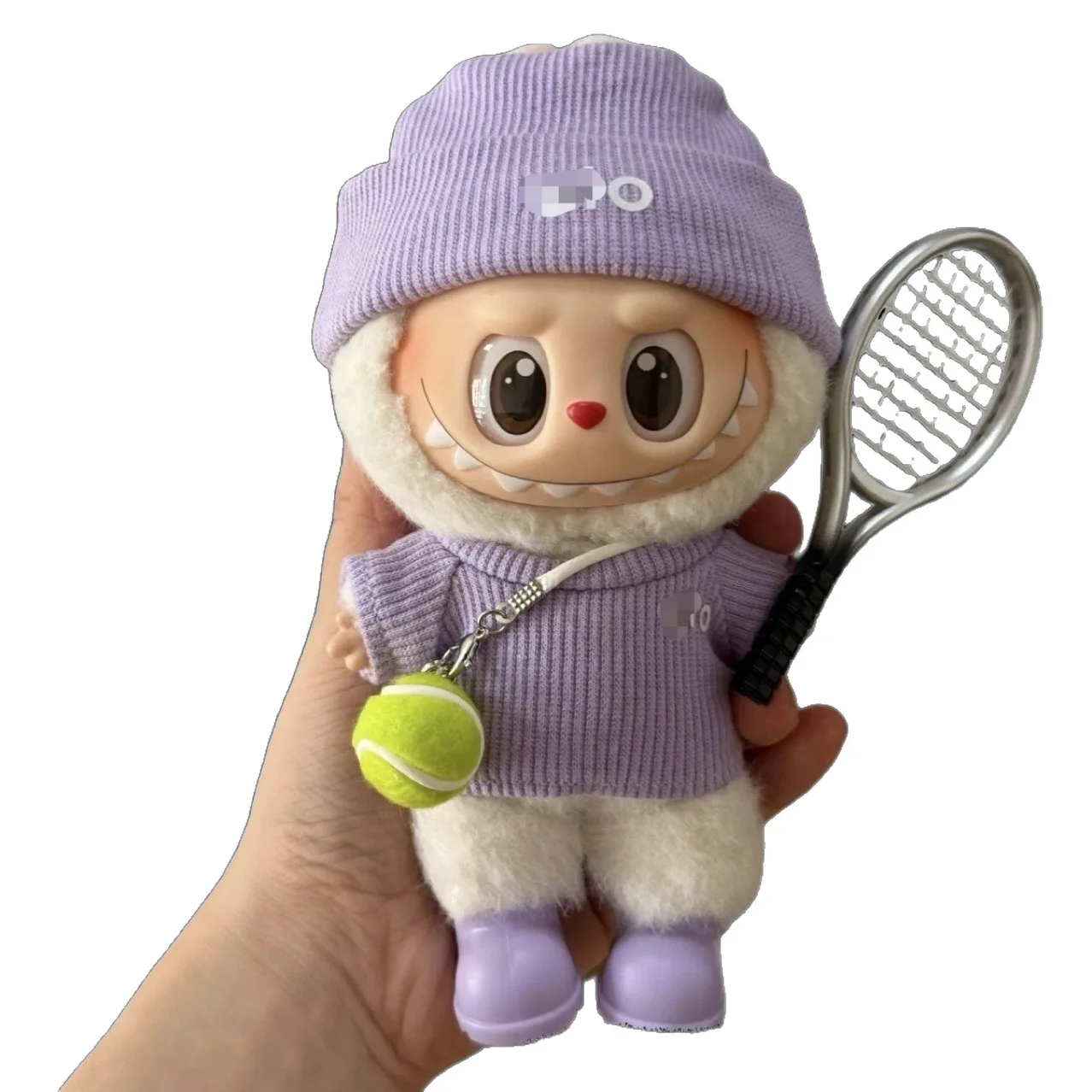 ชุดเสื้อผ้าตุ๊กตา Labubu แบบถักลายโลโก้ ALO ชุดกีฬาเทนนิสสำหรับตุ๊กตา Labubu Gen 1/2/3 อุปกรณ์เสริมสไตล์ปาร์ตี้