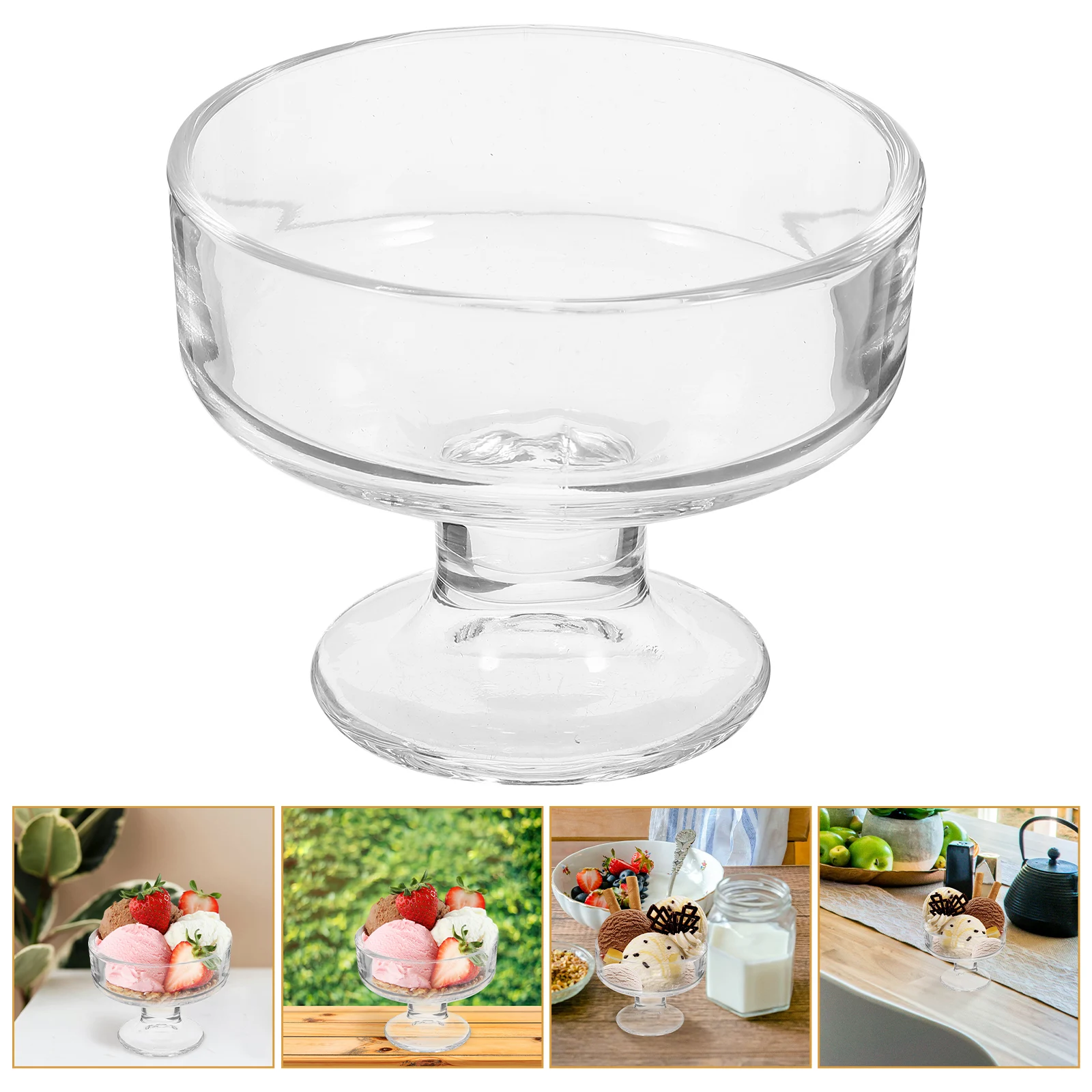 وعاء آيس كريم زجاجي 12 أونصة كوب حلوى عتيق الطراز عالي الوضوح وعاء تقديم قابل لإعادة الاستخدام لزبادي الفاكهة