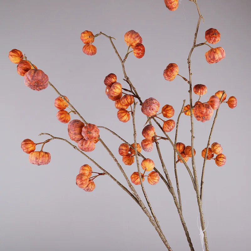 3/4pcs Artificial 19 Heads Brazilian Pumpkins Fruits Branch Plastic Plant Simulation Green Pumpkin Fruit Hotel Decoration