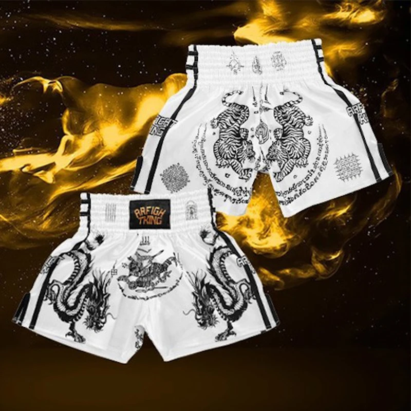 Muay Thai Shorts Tiger Dragon Boxing Short Gym Combat Martial Arts Clothing Men Women Kids Training Grappling Kickboxing Pants