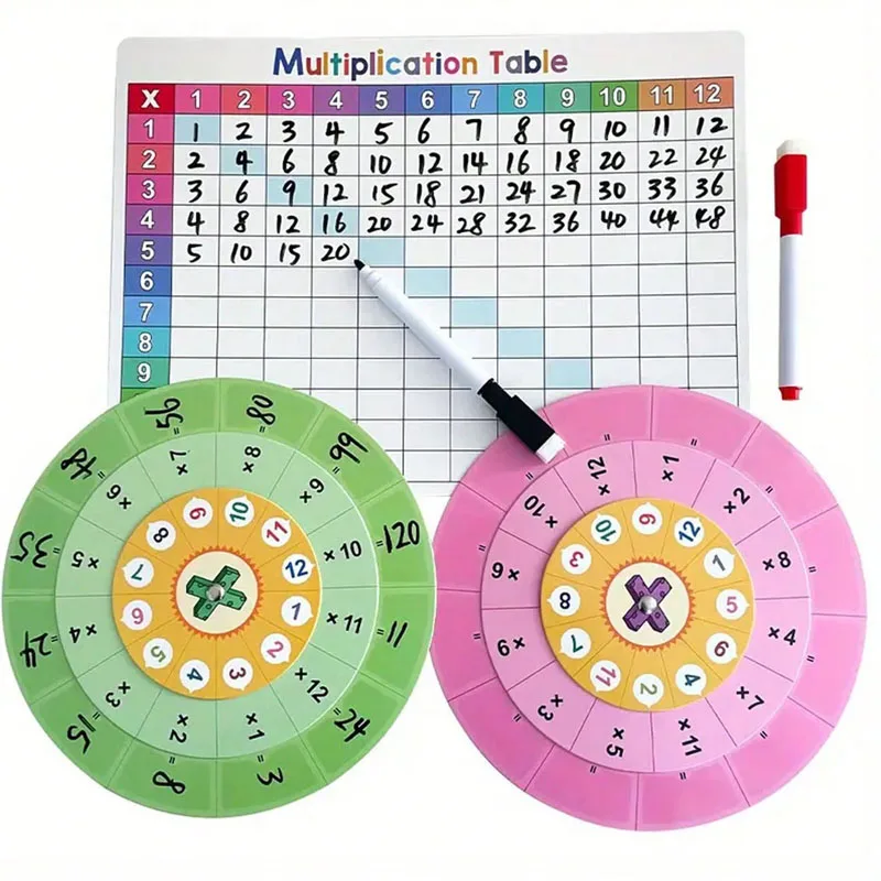لعبة دوران الضرب، 1-12 بطاقة تدريب على طاولة الضرب، أداة مساعدة تعلم القرص الدوار للرياضيات ذاتية الاختيار، للأطفال #4