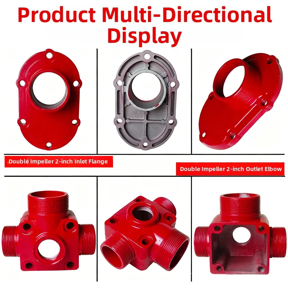 For Diesel Engine Water Pump Accessories 2-inch Inlet/outlet Seats High Lift Dual Impeller Fire Pump Replacement Parts