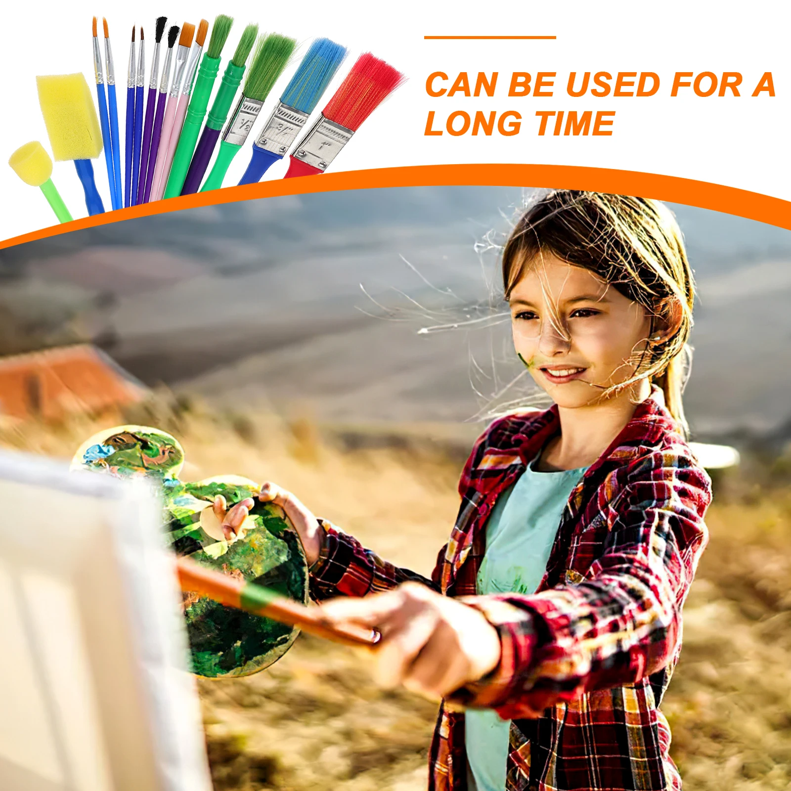 

15pcs Washable Paintbrushes For Kids Bright Color Brush Set With Ideal For Kindergarten Art Projects