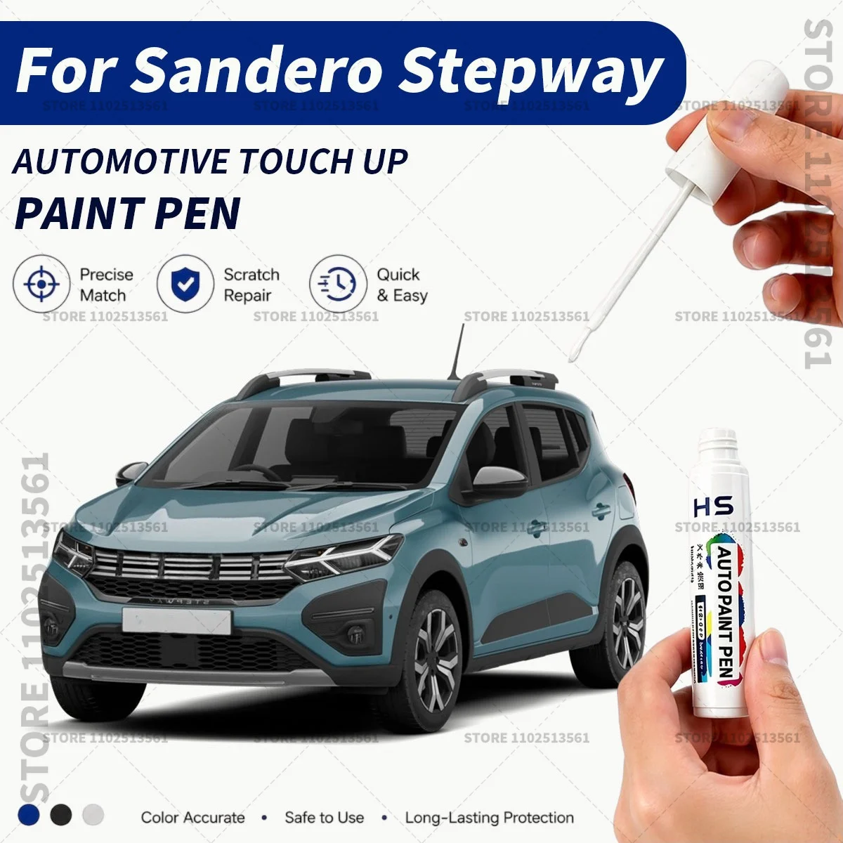 Car Touch Up Paint Pen Scratch Chip Repair Paint For Dacia Sandero Stepway Glacier White Dusty khaki Fusion Red Pearl Black Grey