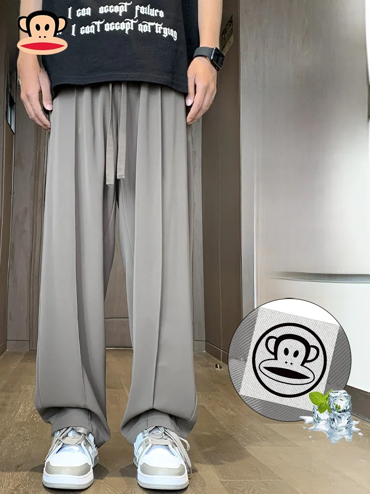 

Тонкие повседневные брюки PaulFrank Ice Silk, мужские летние прямые свободные спортивные брюки с широкими штанинами, удобные, дышащие, легкие