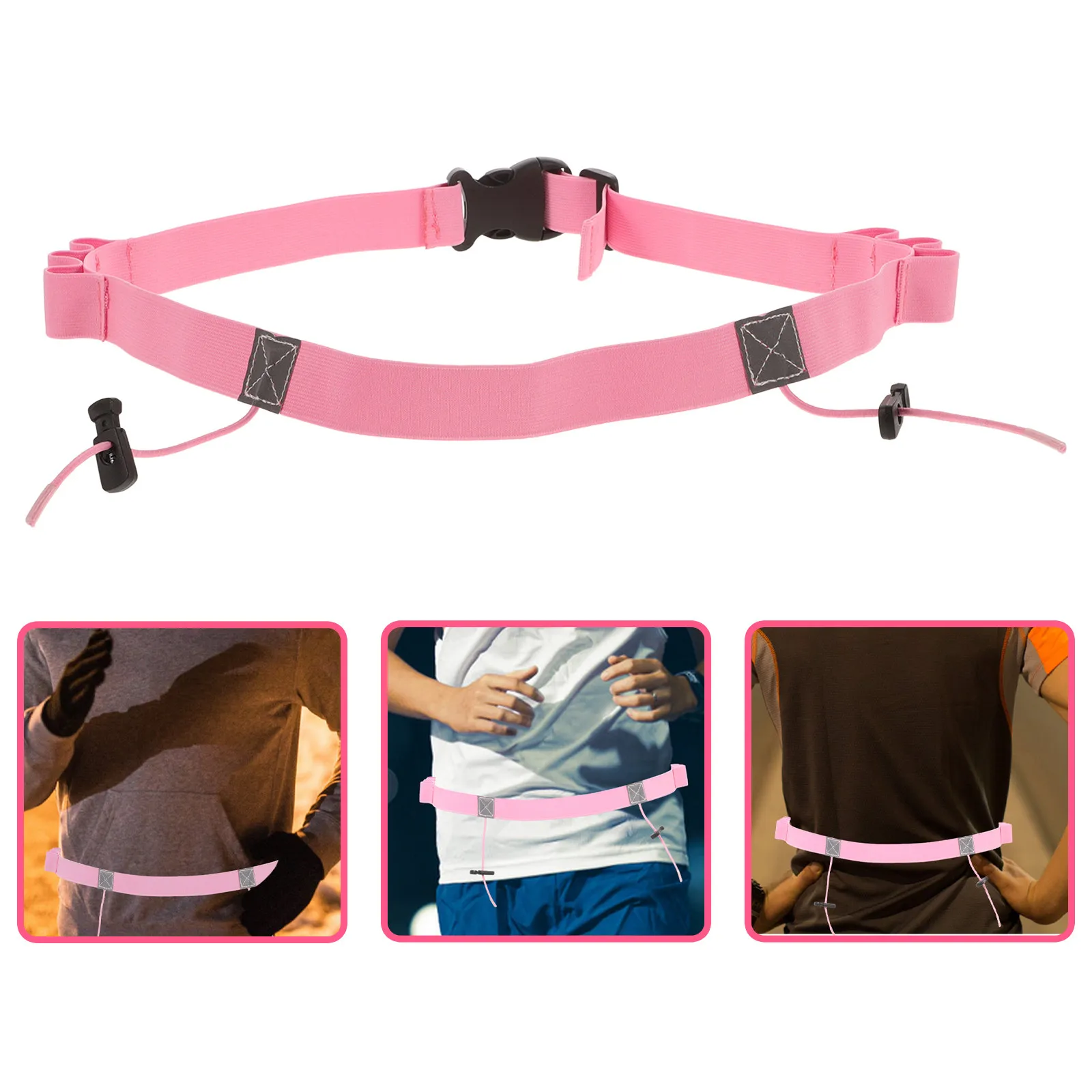 Lightweight Reflective Running Waistband Race Bib Belt Marathon Competition Belt Portable Skin-Friendly Washable Night