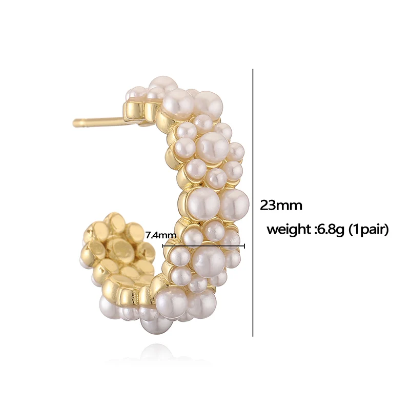 HECHENG,5 Styles Of Simple Vintage Brass Inlaid Pearl Flower Conch-shaped Women's Jewellery Stud Earrings 1 pair