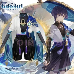 Genshin Impact Wanderer Kunikuzushi Cosplay Costume Uniform Wig Anime Halloween Costumes Women Game Fatui Scaramouche Balladeer