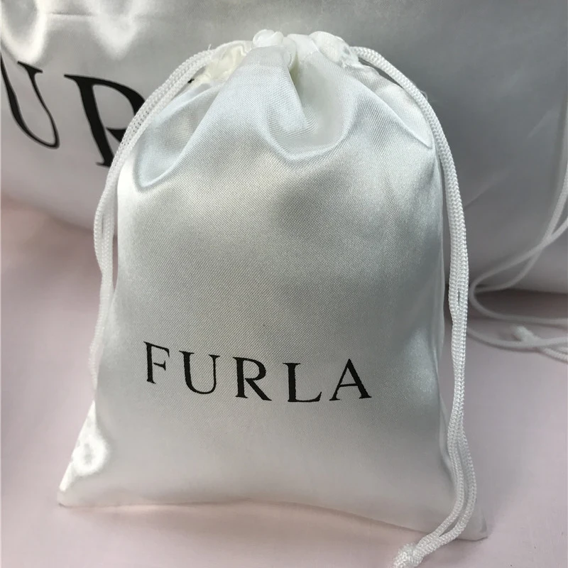 Satin Hair Bags Smoothly Silk Pouches Packaging Jewelry Makeup Wedding Party Storage Gift Sachet Dustproof Drawstring Print Logo