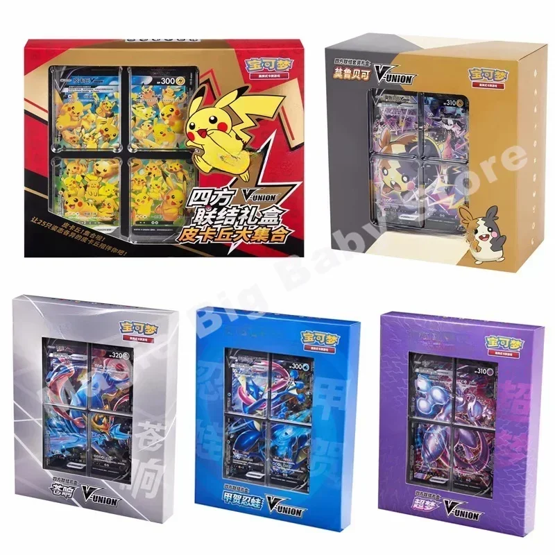 Carte PTCG originali Pokemon Trading Quartet Accoppiamento V-UNION Confezione regalo Pikachu Big Gather Moru Baker Mew-two PTCG
