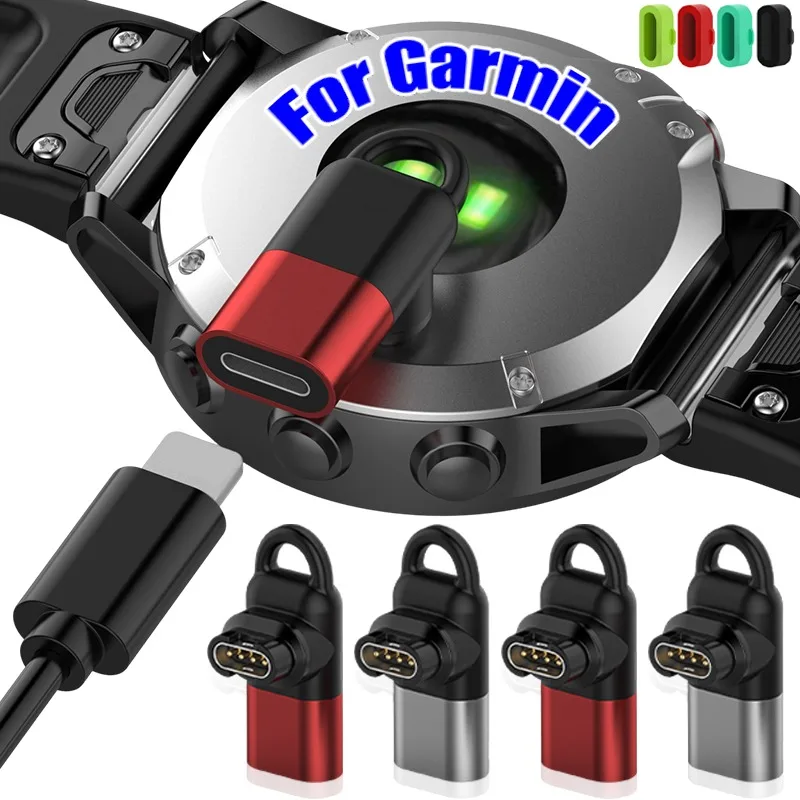 For Micro USB IOS TypeC Charge Adapter for Garmin Fenix 5 6 6X Watch Charging Adapter Dust Plug for Active Fenix 6/6X 6S Pro/S40