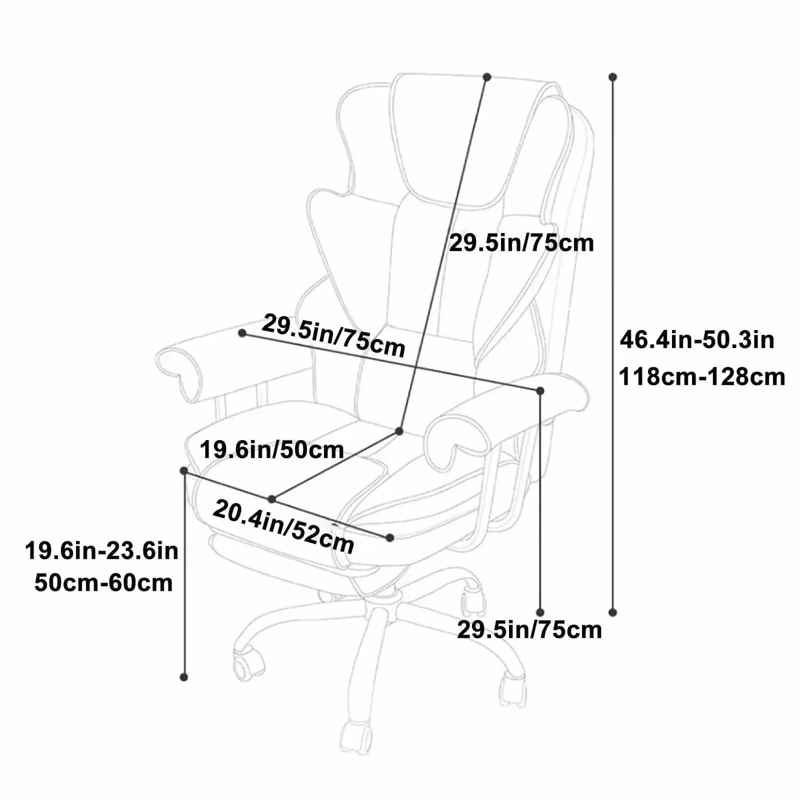 Big and Tall Office Chair High Back Leather Executive Chair with Footrest Ergonomic Lumbar Support and Fixed Soft Armrests