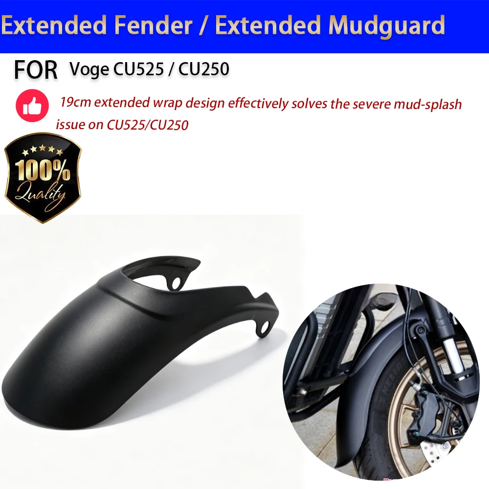 For Voge CU525 CU250 Extended Fender 19cm Wrap Mudguard Splash Guard No-Drill Accesorios Moto