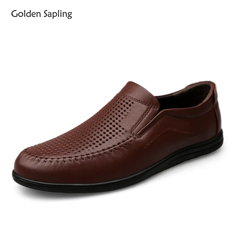 

Golden Sapling Summer Loafers Men's Formal Shoes Genuine Leather Flats Casual Business Men Shoes Social Dress Wedding Moccasins