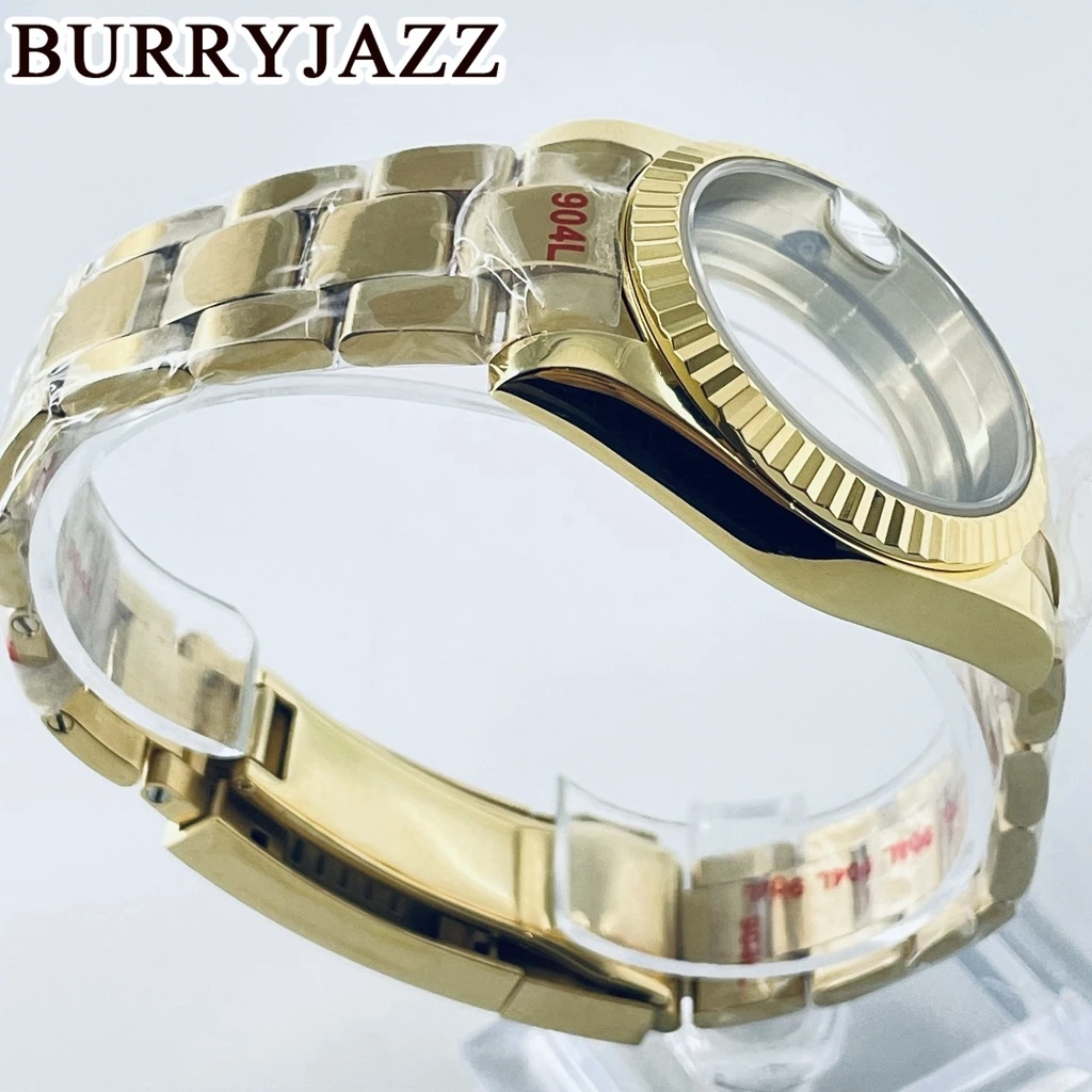 BURRYJAZZ 36 مللي متر 40 مللي متر NH34 NH35 NH36 NH38 PT5000 ETA2824 ساعة حافظة الذهب حاوية من الفولاذ المقاوم للصدأ مقاوم للماء الياقوت كريستال