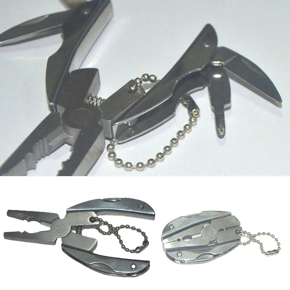 Mini Folding Pliers Stainless Steel Back Screwdriver Cutter Hand Combination Folding Outdoor Pliers Outdoor Multifunctional N3V3