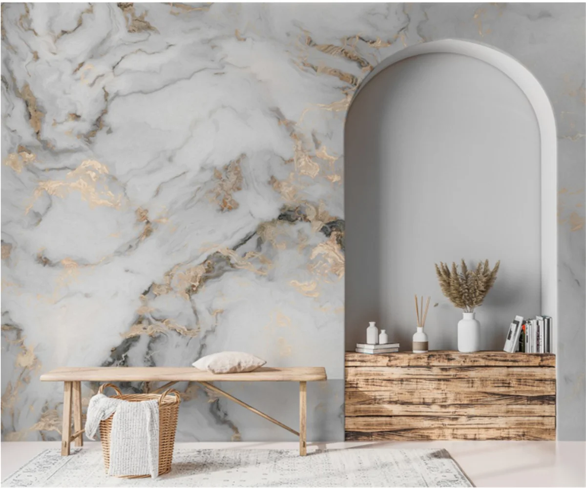 Custom mural wallpaper Nordic Light luxury imitation marble geometry wallpaper TV background wall mural seamless painting