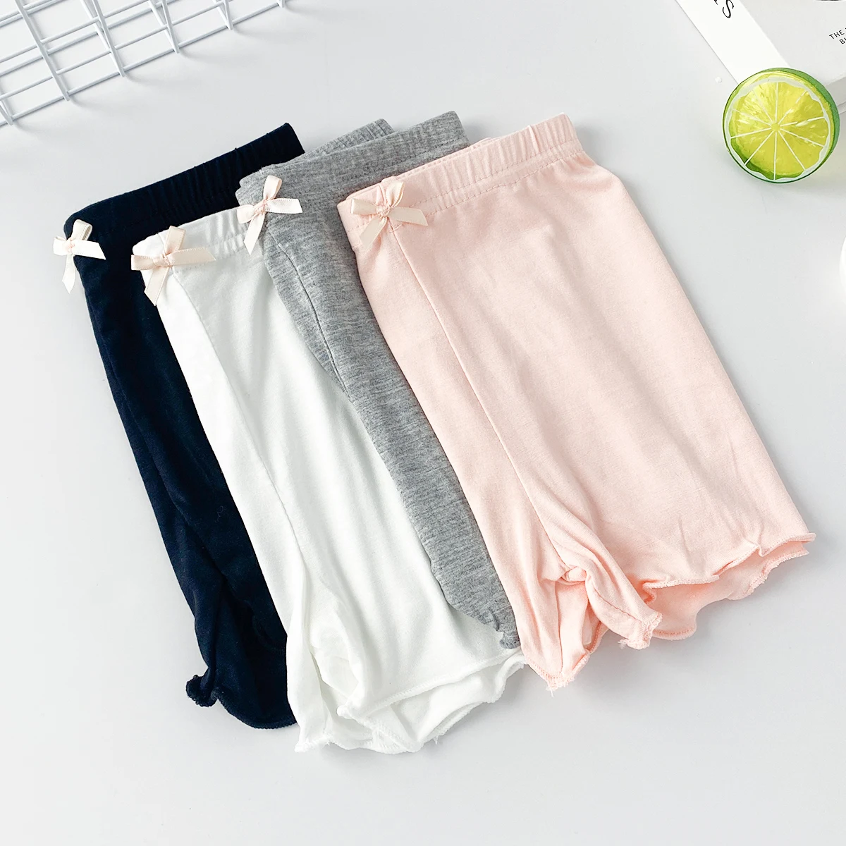 Girls’ Solid Color Leggings Set – 4-Pack, Comfortable & Breathable for Spring & Summer