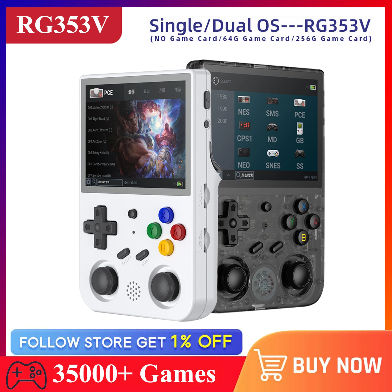 

ANBERNIC RG353V RG353VS Game Console Handheld 3.5'' IPS Screen HDMI Output Android Linux OS Built-in Retro Emulator Player Gifts