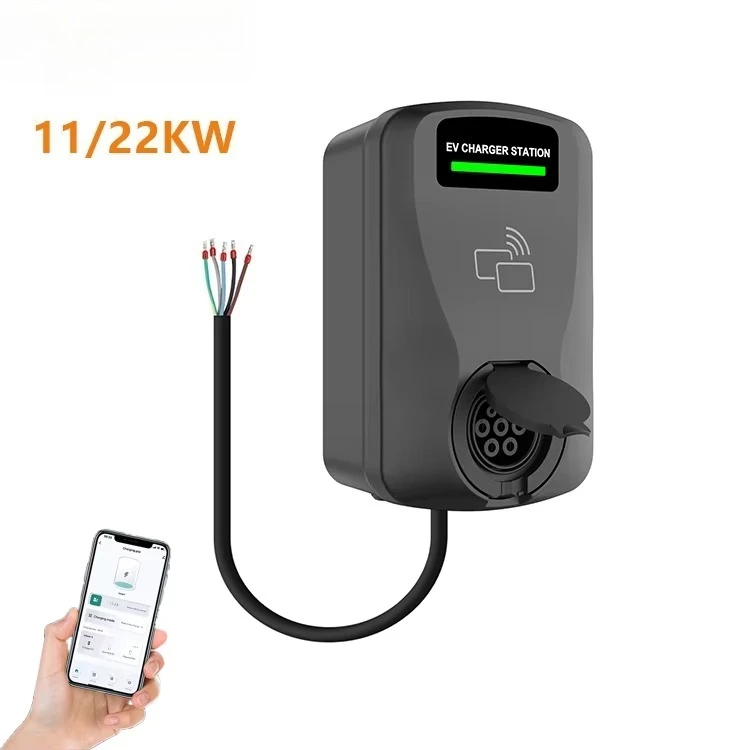 11KW 22KW AC  Vehicle Charger Type 2 Wall-mounted  case with socket, supports WIFI and Bluetooth