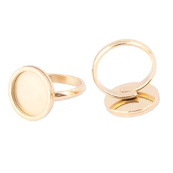 10pcs Stainless Steel Adjustable Gold Plated 14mm Cabochon Ring Base Settings Diy Bezel Blanks For Fingerring Jewelry Making