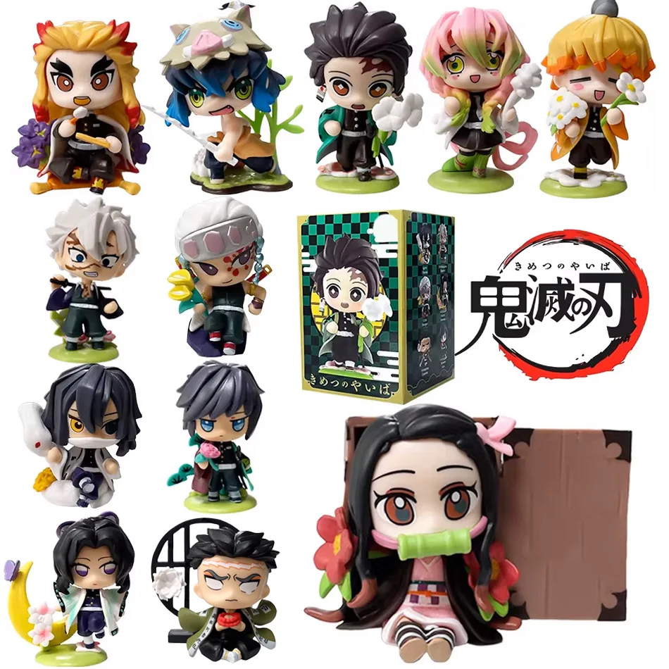 10CMアニメ鬼滅の刃ブラインドボックスフィギュア竈門炭治郎竈門禰豆子漫画PVCモデルデスクトップオーナメント子供誕生日プレゼント