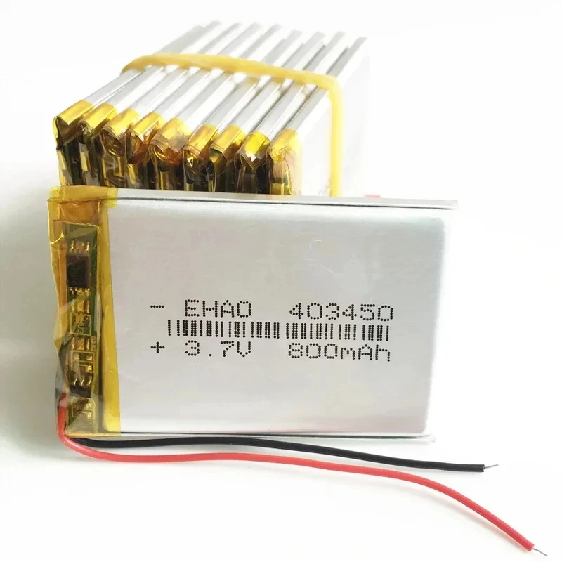 10 PCS 3.7V 800mAh 403450   Lithium Polymer LiPo Rechargeable Battery Cells For Mp3 DVD PAD Camera Recorder Bluetooth 4*34*50mm