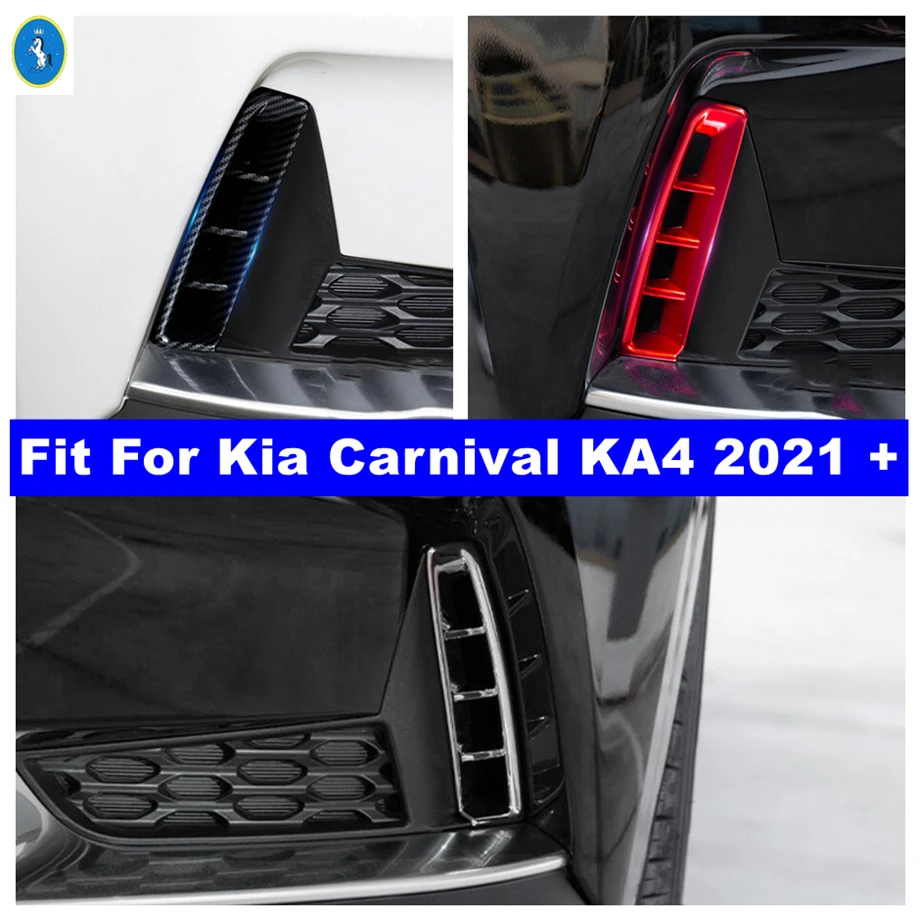 

Red / Chrome / Carbon Fiber Front Fog Lights Lamps Eyelid Eyebrow Decor Cover Trim Accessories For Kia Carnival KA4 2021 - 2024