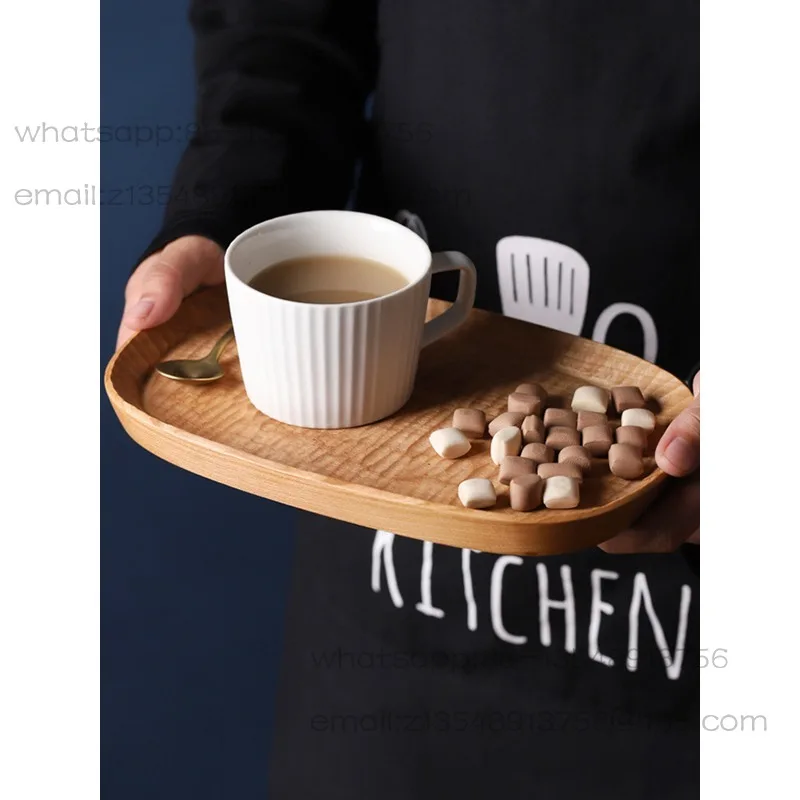 Black walnut handmade tea tray, solid wood carved fruit tray, creative simple wooden Kung Fu tea set tray, creative dim sum tray