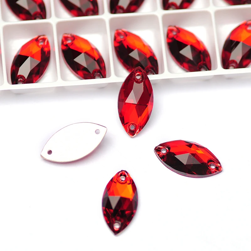 YANRUO 3223 All Sizes Siam Horse Eye DIY Strass Flat Back Sew On Rhinestones Glass Crystals Red Stones For Handicraft