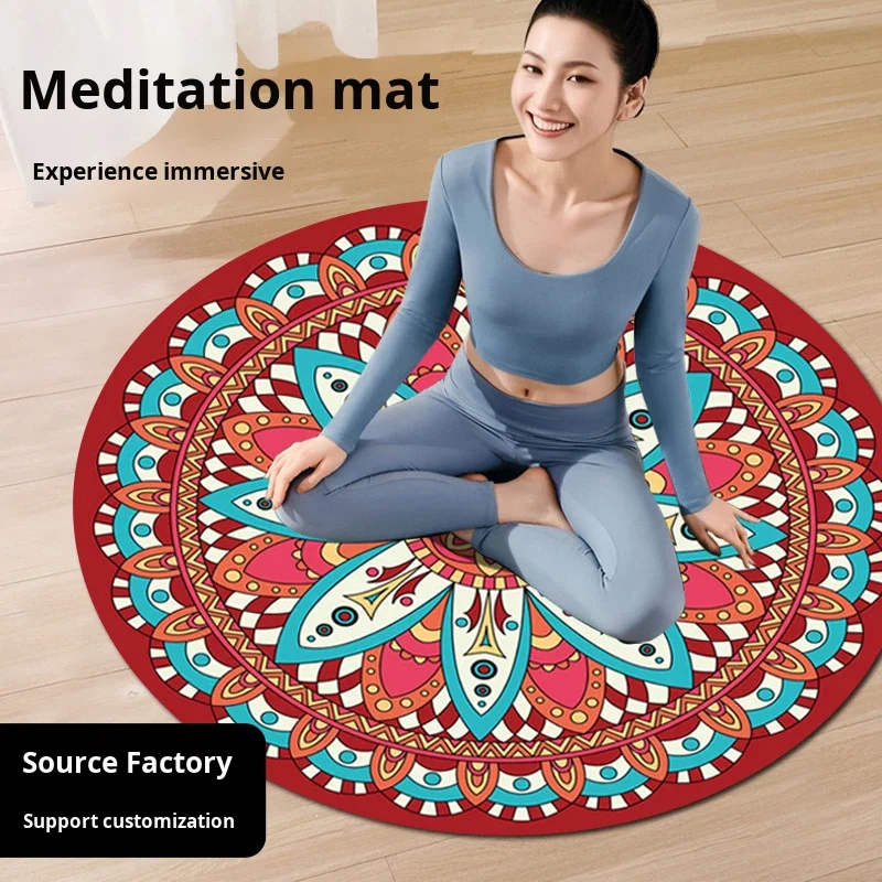 

Leather texture, natural rubber, odorless yoga mat, large round mat for meditation, inverted mat