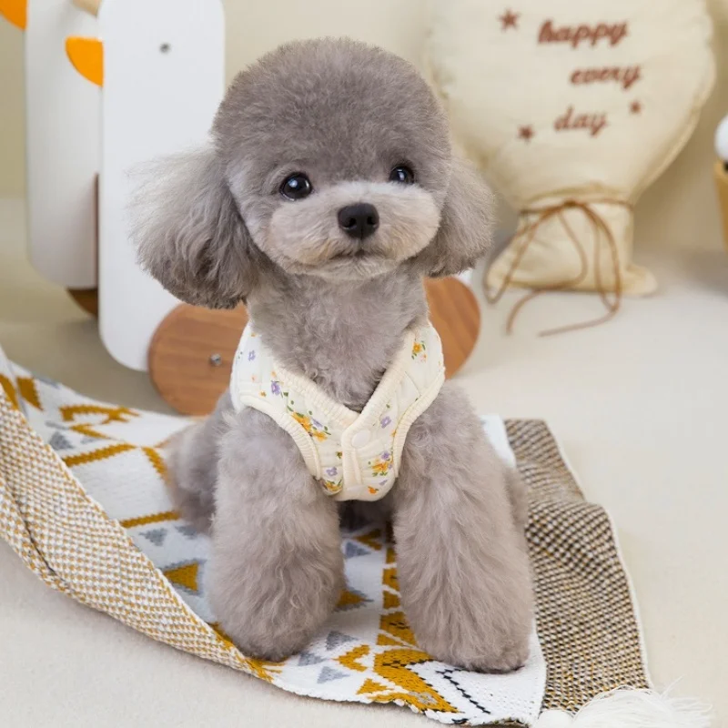 الشتاء مبطن الكلب سترة معطف أزياء لطيف الكلب الملابس لينة القطن جرو سترة سترة الكرتون طباعة القط أسفل سترة ملابس الحيوانات الأليفة #3