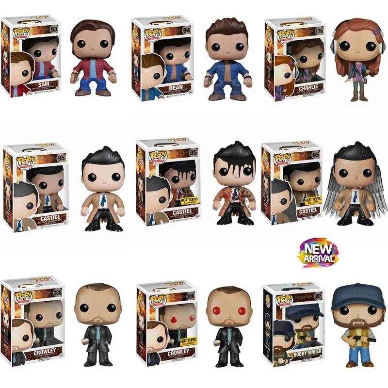 Funko POP Sobrenatural unirse a la caza Bobby Singer 305 Sam 93 #   Dean 94 Castiel 95 #   Crowley 200 #   Juguetes modelo de figura de vinilo de tema popular