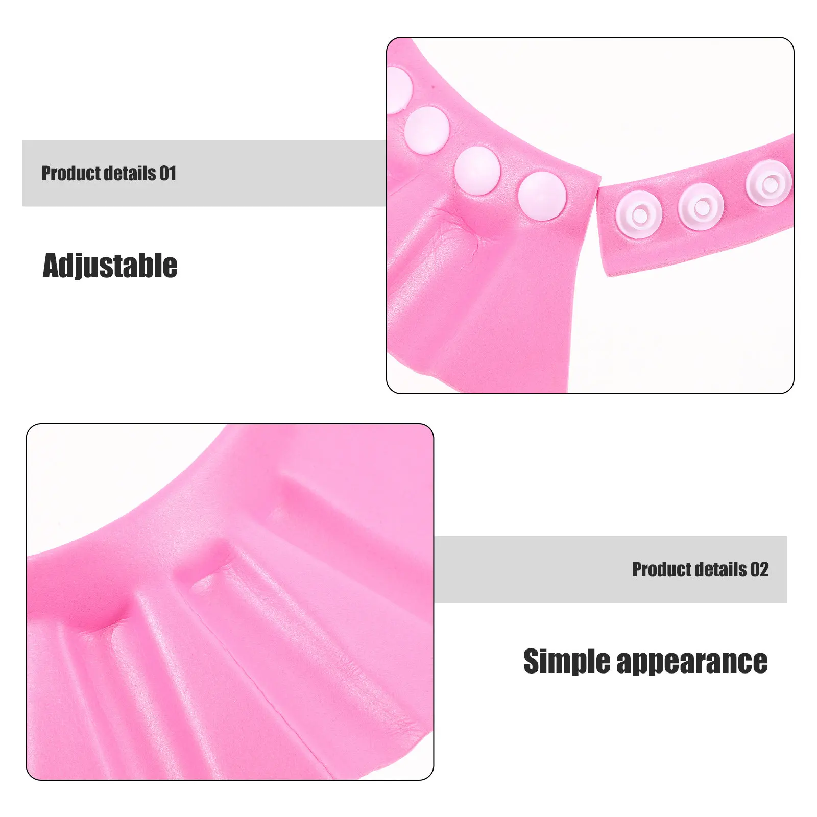 Pink Ultra-Light Eva Waterproof Baby Shower Bathing Cap Durable Elastic Material Easy Wear Prevents Water Shampoo Entering Eyes