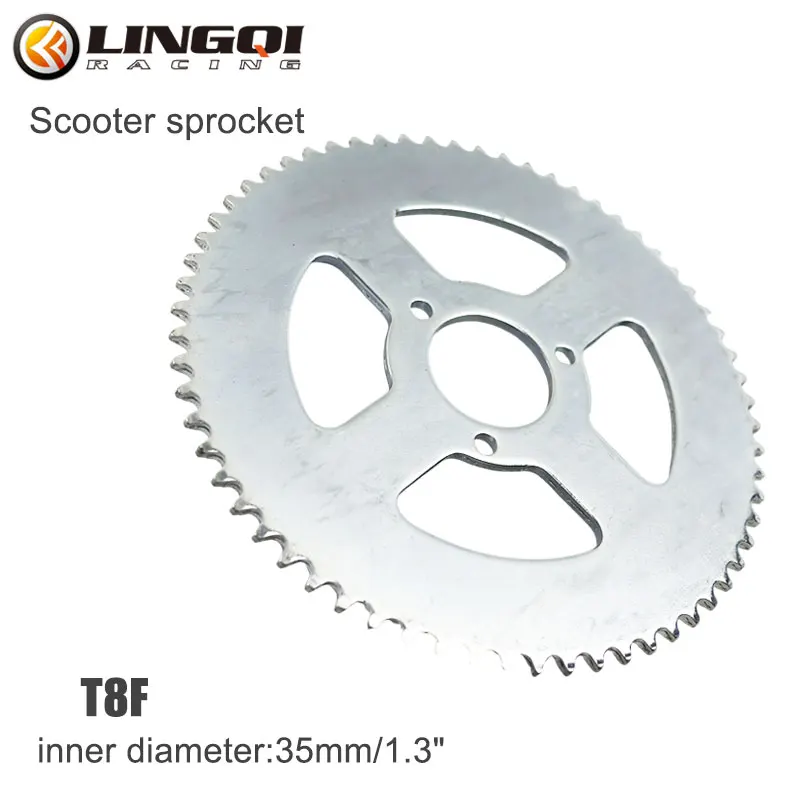 LINGQI RACING T8F 74T 64T 54T Chain Sprocket 3 Hole Transmission Belt Wheel Gear For Scooter ATV Kart Motorcycle Accessories