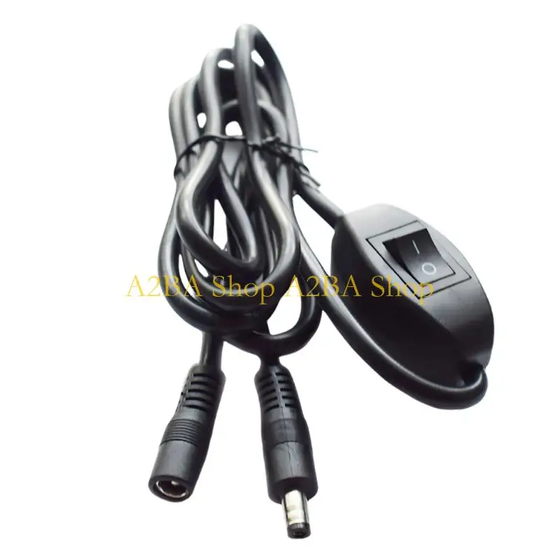A2BA DC12V Male Female Power Extension Cord 5.5x2.1mm 5.5x2.5mm With Switching Button For 12V LED Light Fan CCTV Solars Panel