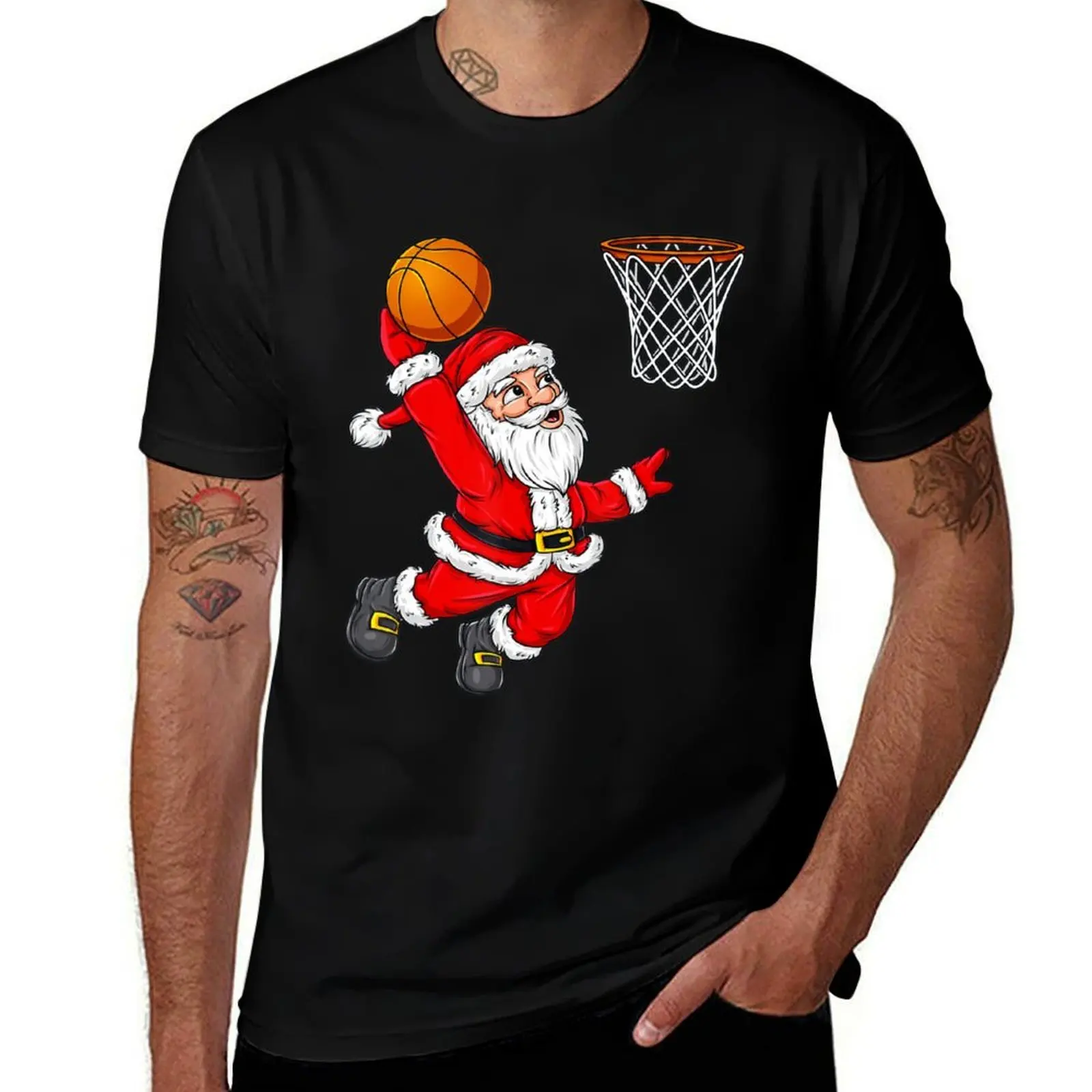 Christmas Santa Claus Dunking A Basketball Xmas T-Shirt Standard Fit Solid Tee Shirt