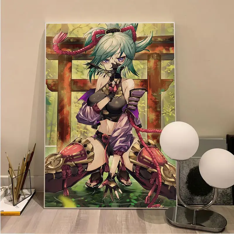 Genshin Impact Kuki Shinobu Vintage Posters Kraft Paper Prints and Posters Room Wall Decor