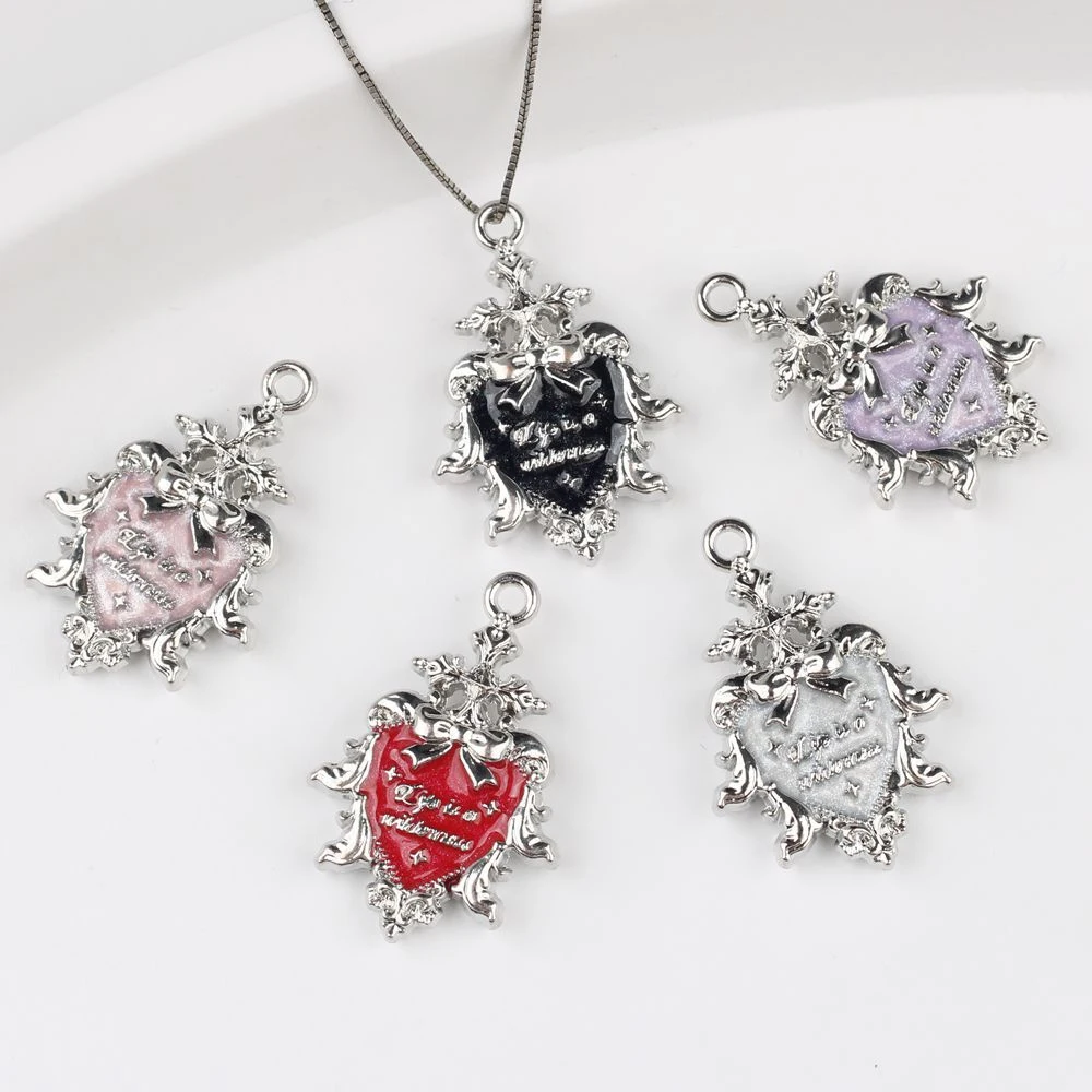 

10pcs Fashion Heart Bow Shape Charms Pendant Jewelry Making Accessories Handmade DIY Earrings Bracelet Necklace Ornament Gifts