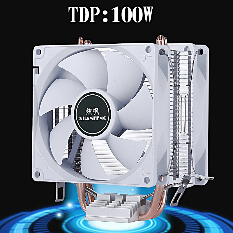 Efficient Heat 2 Heat Pipe Host CPU Cooling Fan Suitable For Installing LGA775 1150 1151 1155 1200 1700 1366 ( i3 i5 i7 ) AMD