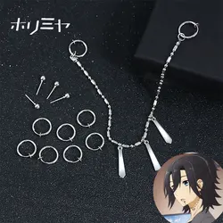 Anime Horimiya Miyamura Izumi Earrings Lip Piercing Chain Set Stainless Steel Punk Jewelry Cosplay Costume Props For Men Women
