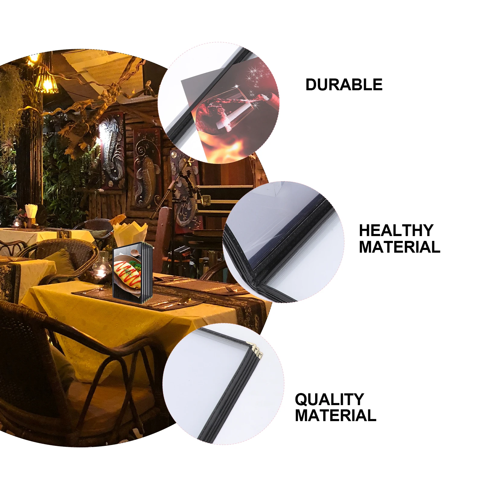 

PVC Transparent Recipe Book A4 Menu Covers 8 Pages Waterproof Oilproof Protector for Restaurant Hotel Bar Coffee Shop