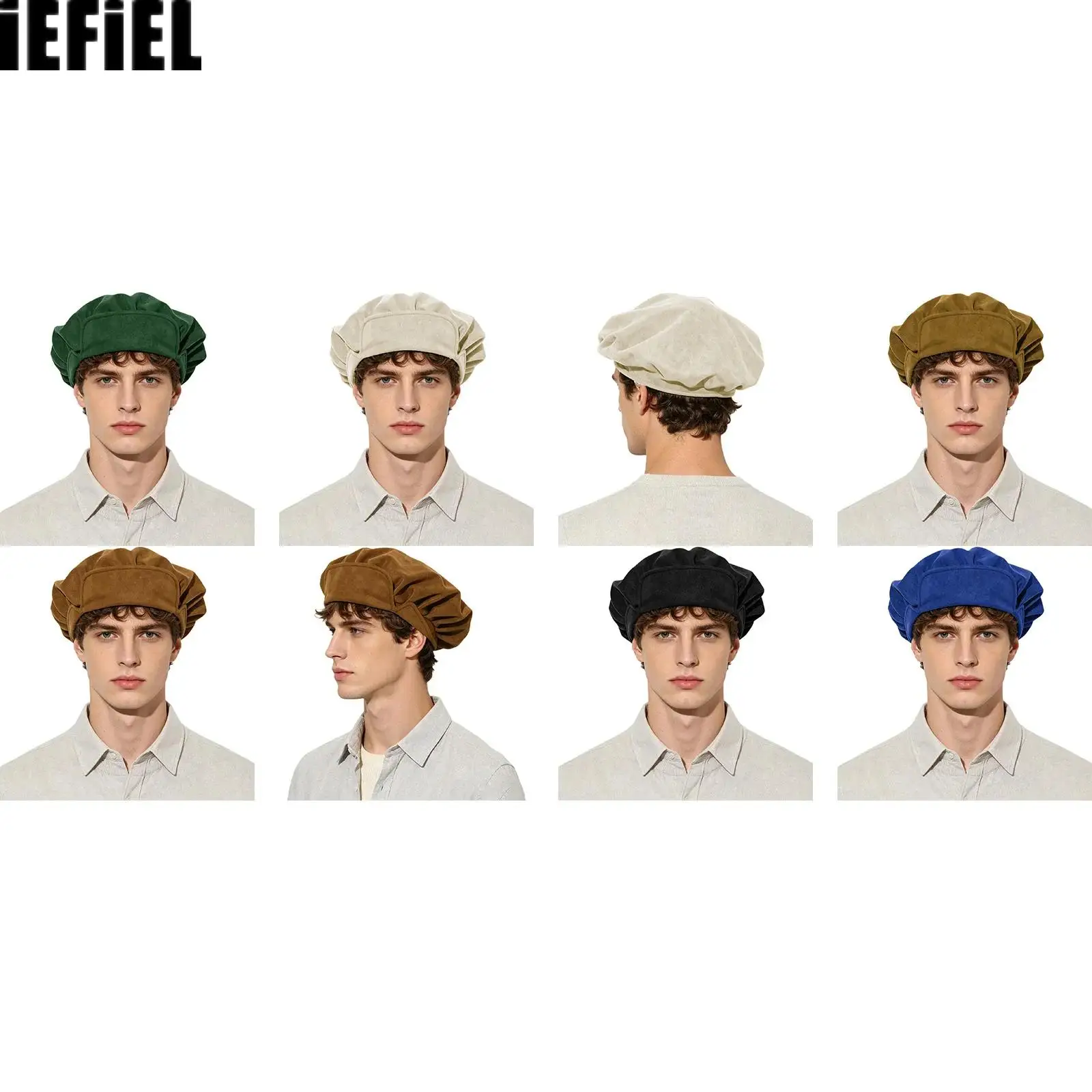 Adult Renaissance Hat Faux Suede Beret Medieval Festival Cosplay Costume Accessories for Halloween Theme Party